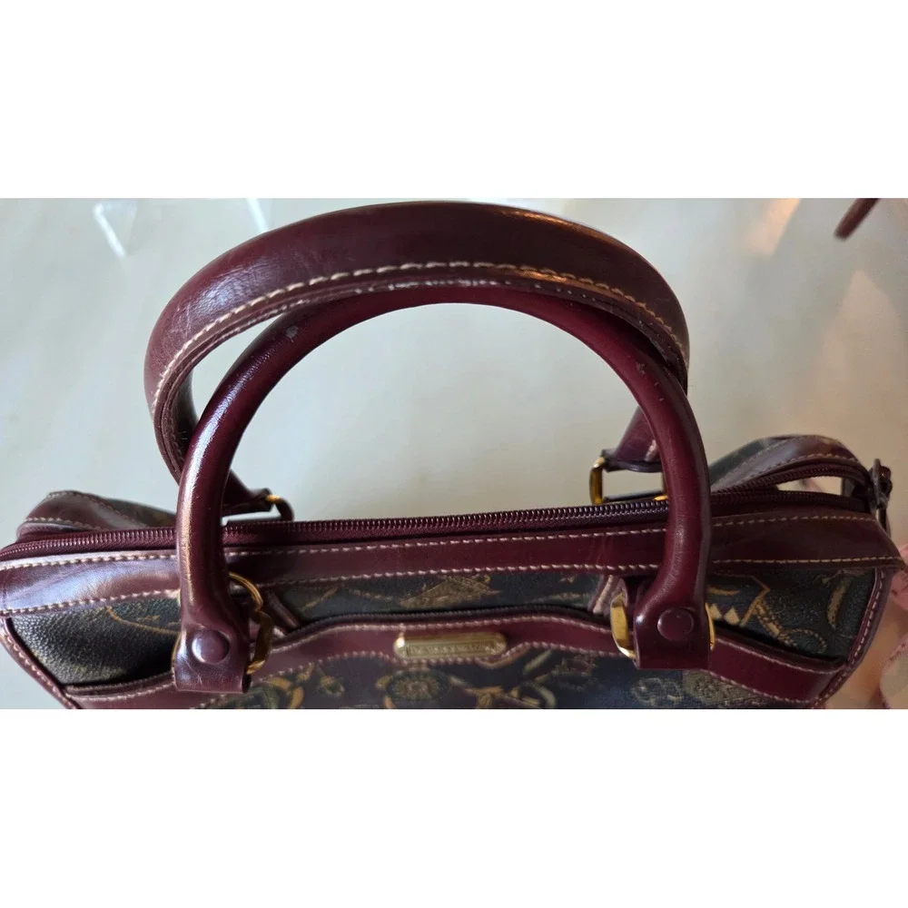 Carryland Vintage Burgundy Equestrian Heraldic Crest Satchel Handbag 90s‎ Bag